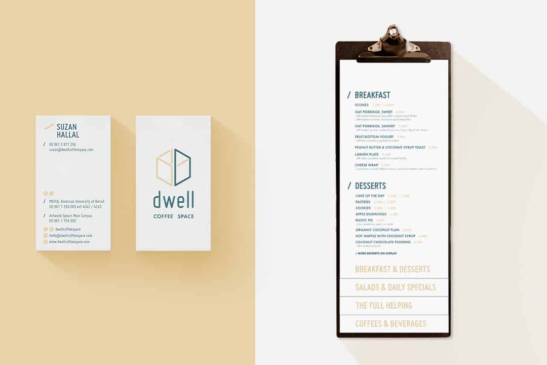 Dwell Coffee Space card menu