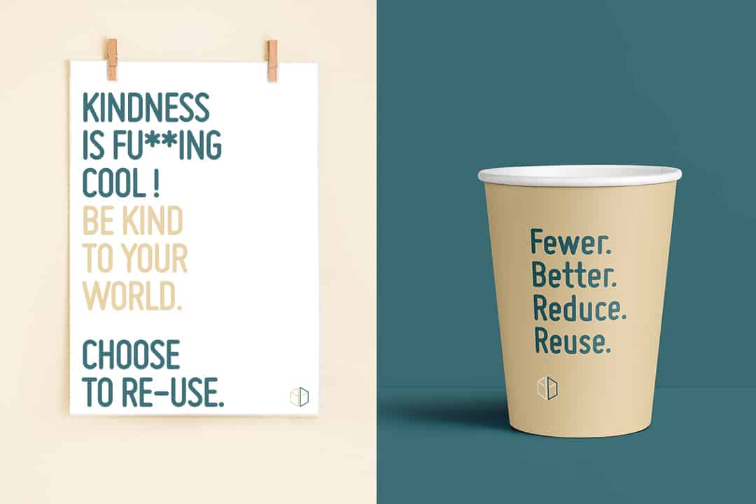Dwell Coffee Space poster and cup