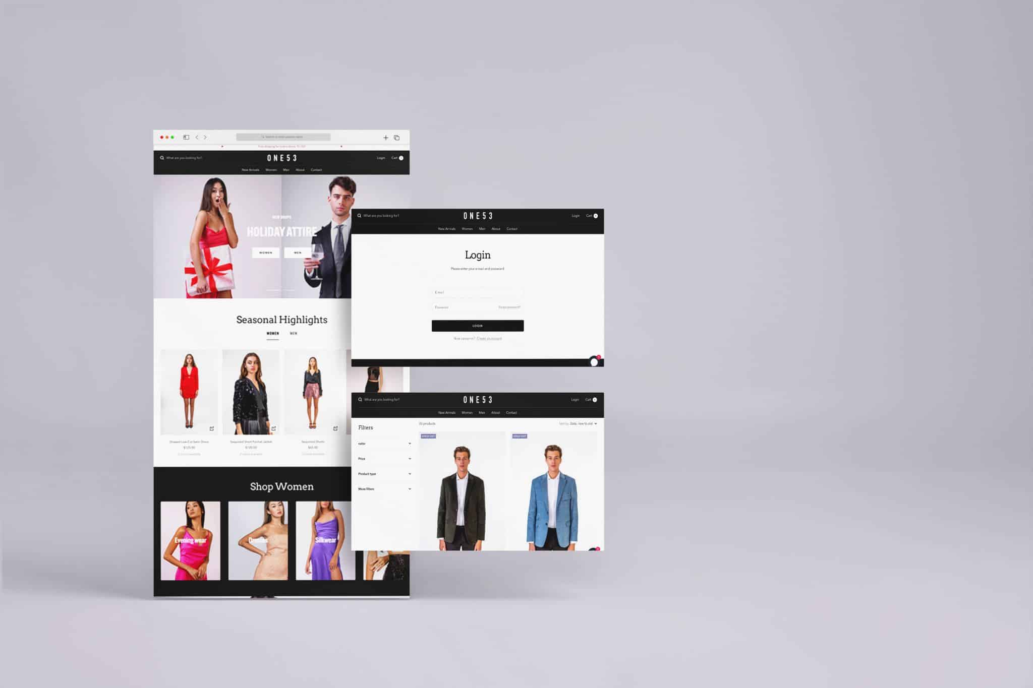 one53 local clothing brand landing page