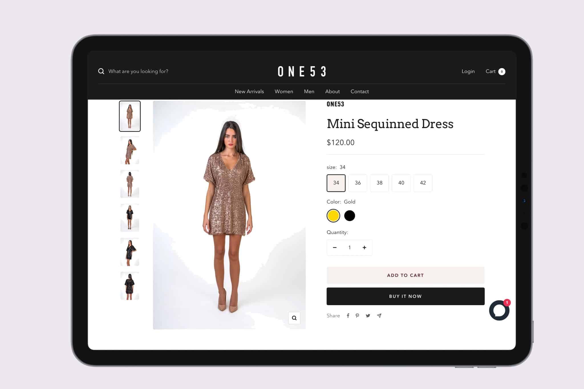 one53 product page ecommerce website