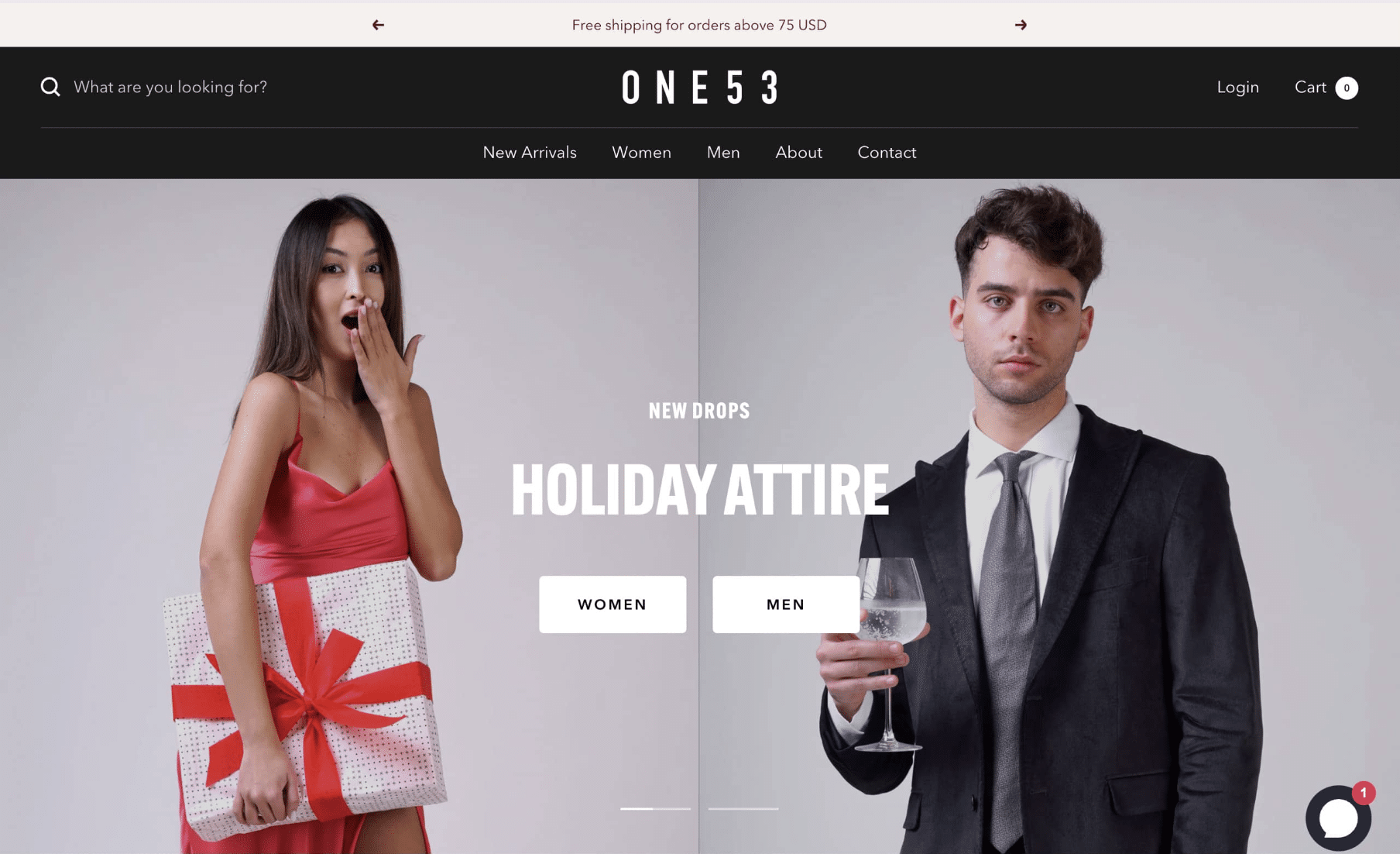 ONe53 website banner online clothing store
