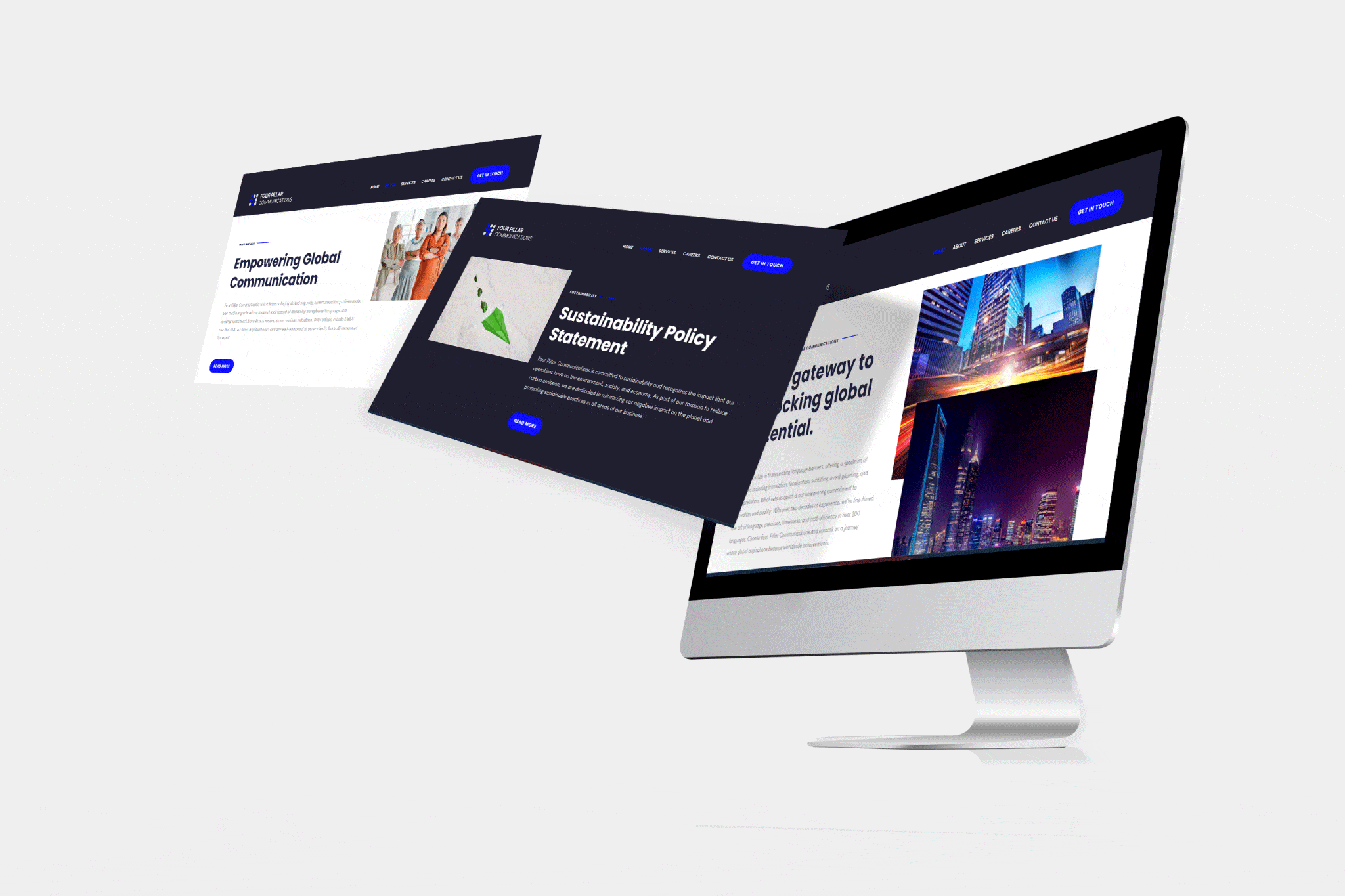 Website ux/ui for four pillar communications- misfits digital 3