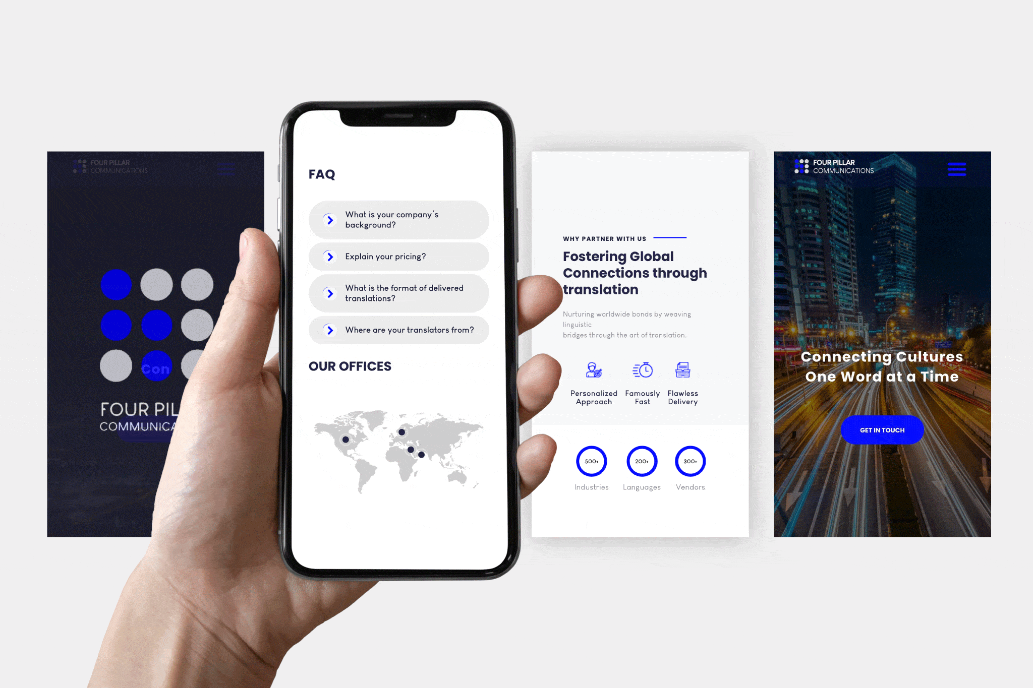 Website ux/ui for four pillar communications- misfits digital 6