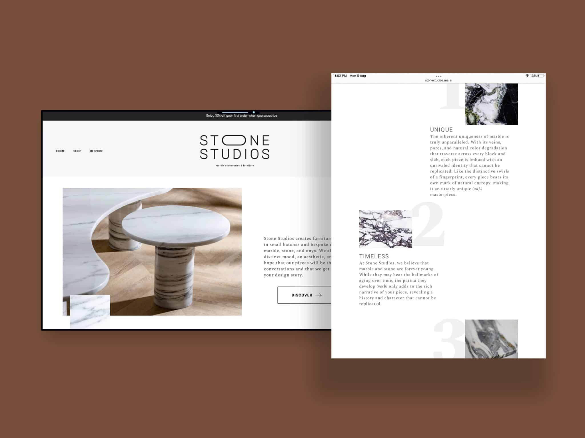 Website design and development for stone studios by misfits digital 5