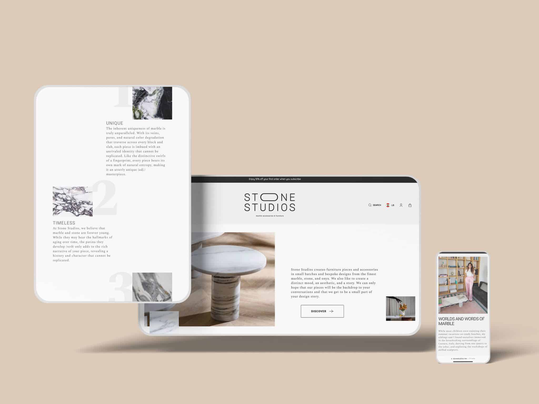 Website design and development for stone studios by misfits digital 2